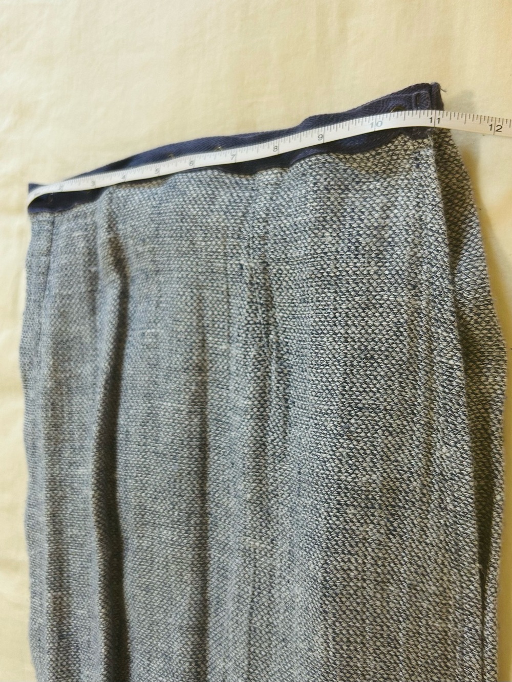 Vintage 70s 80s Reversible Blue Tweed Adjustable Snap Wrap Midi Skirt M L - Picture 7 of 11